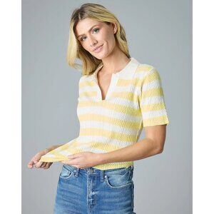 Pointelle Knit Stripe Polo